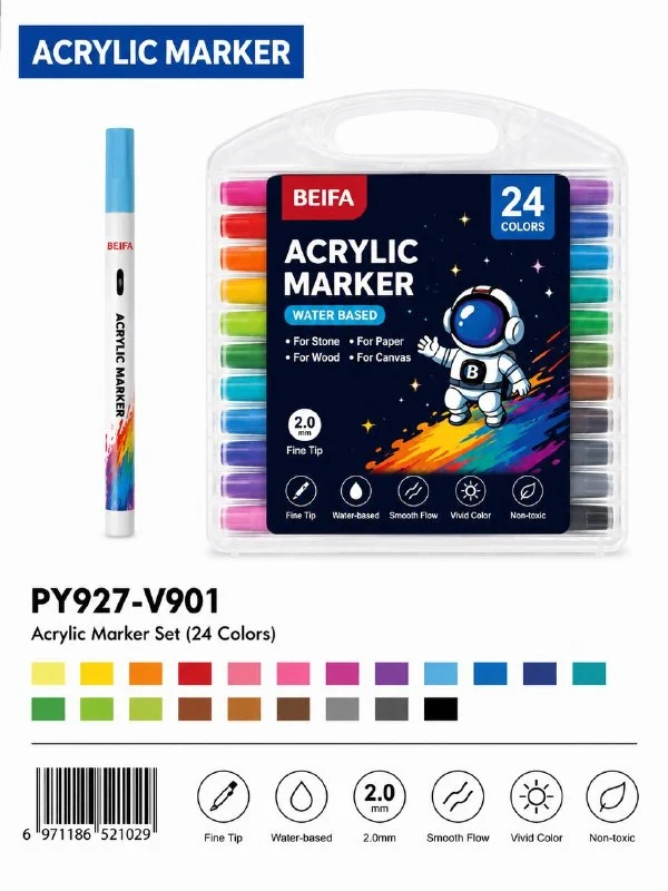 Akril markerlar 24 rangli