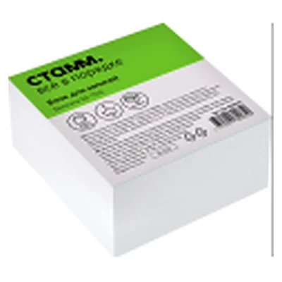 Yelimlangan yozuv bloki STAMM, 9*9*4,5 sm, oq, oqlik 65-70%